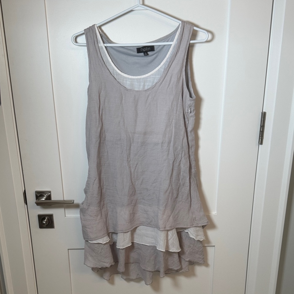 Soft Gray & White Layered Dress